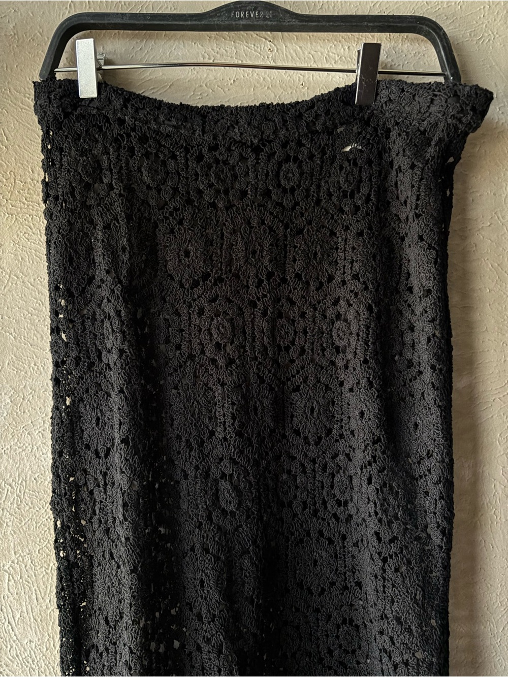 Black Crochet Maxi Skirt